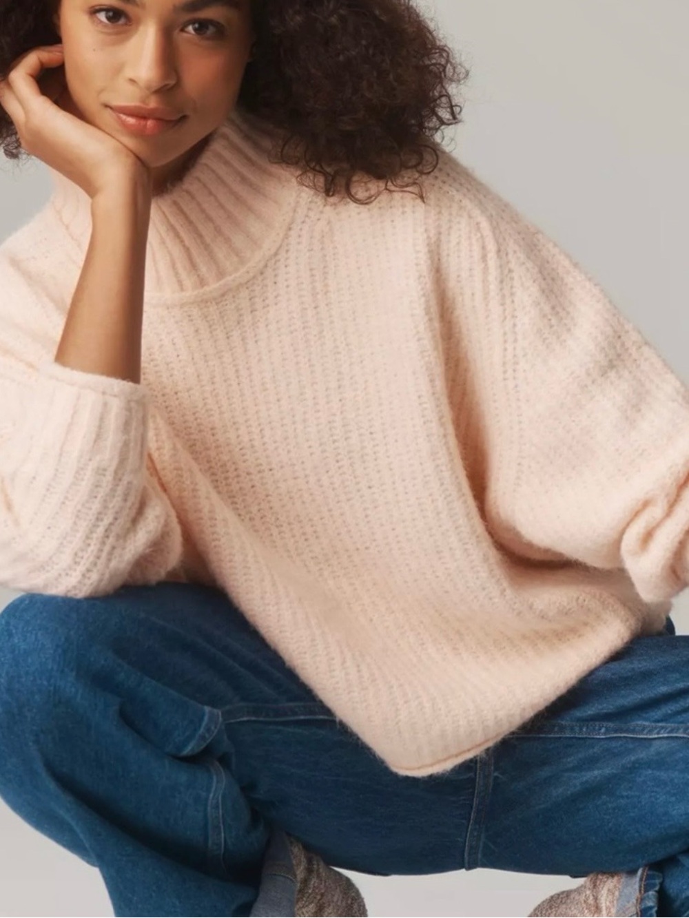 Pilcro Dawn Mock-Neck Chunky Sweater